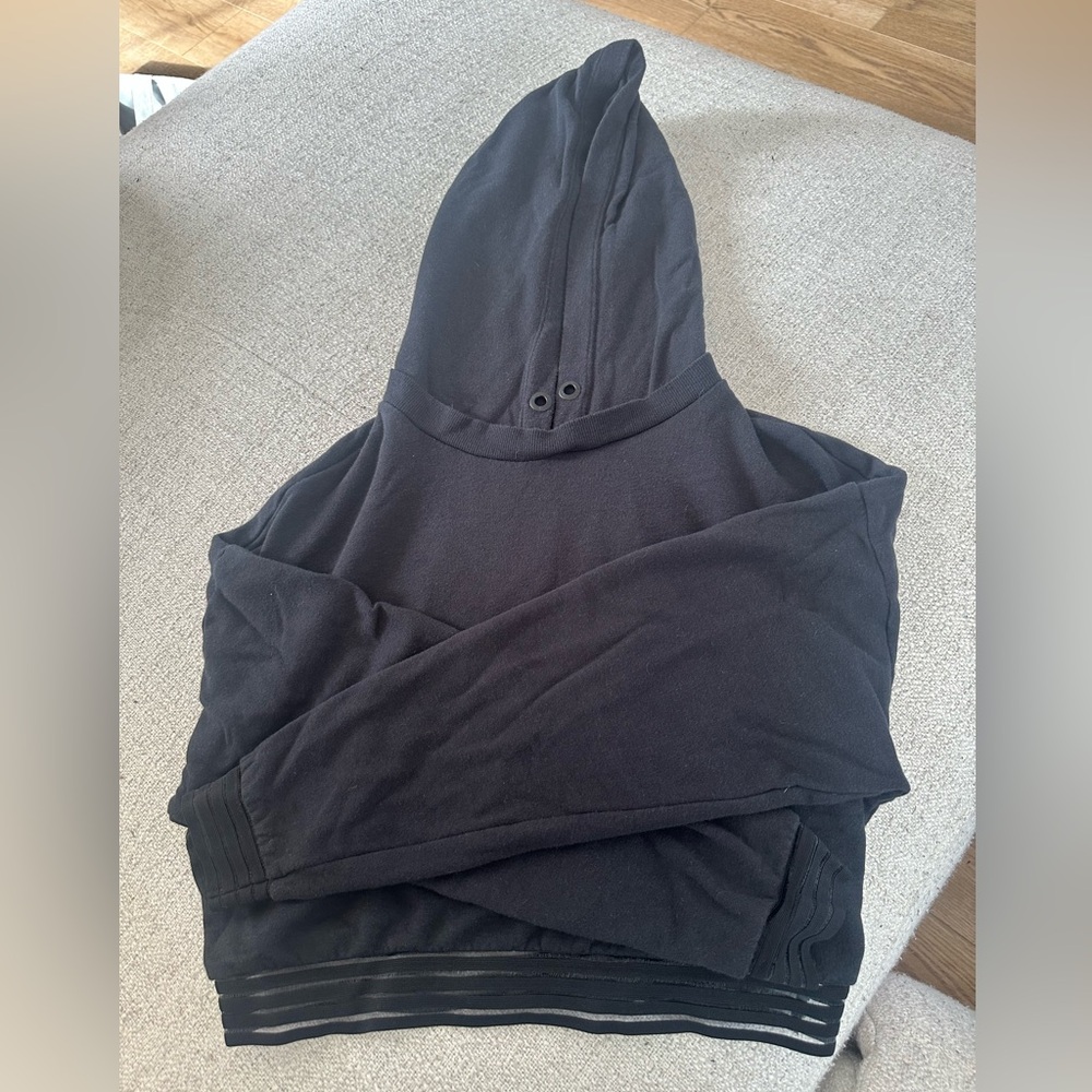 Alo Yoga Cropped Black Hoodie with open back